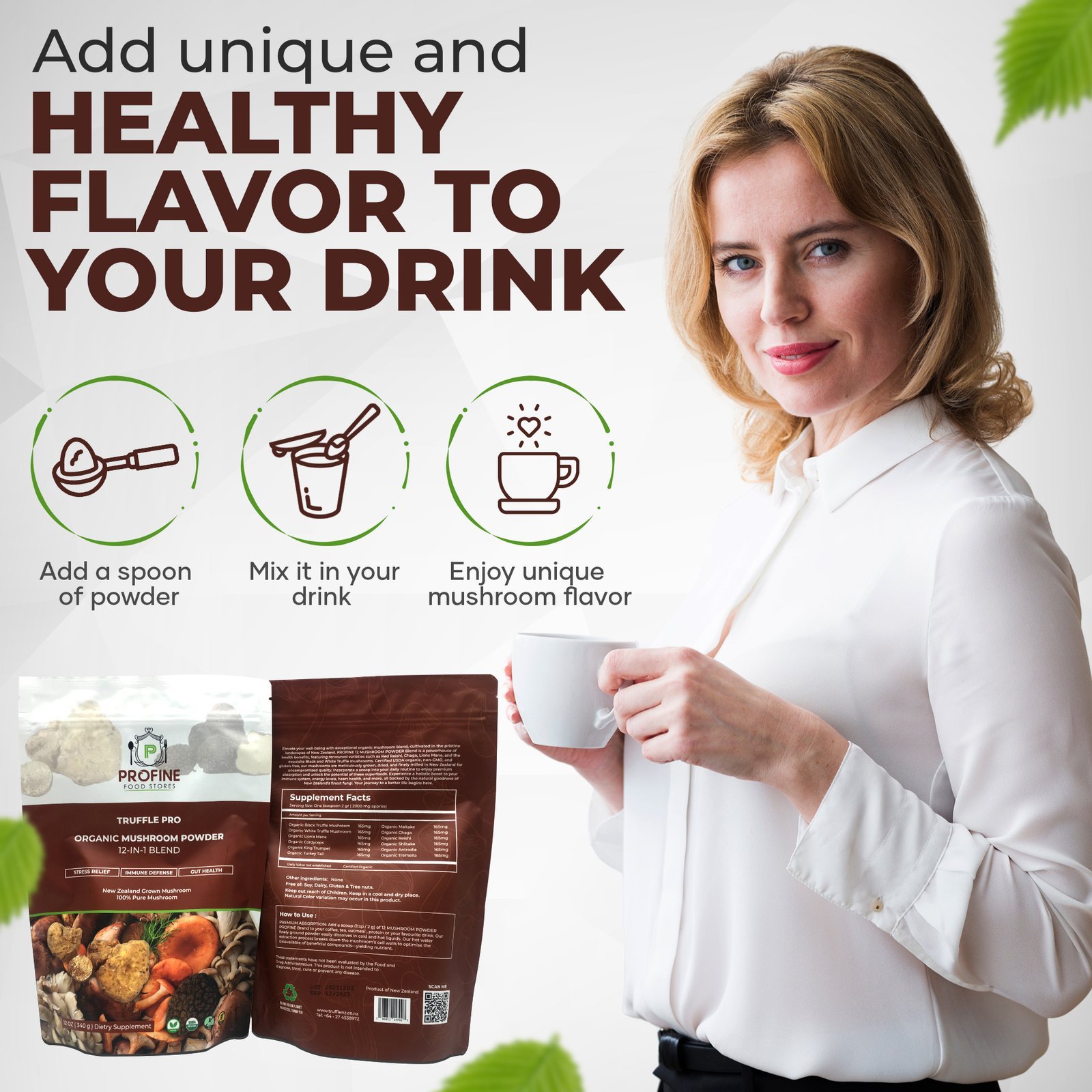 Truffle PRO Mushroom Powder Mix 12- in - 1 Super Blend 340 gr Pack - Image 5