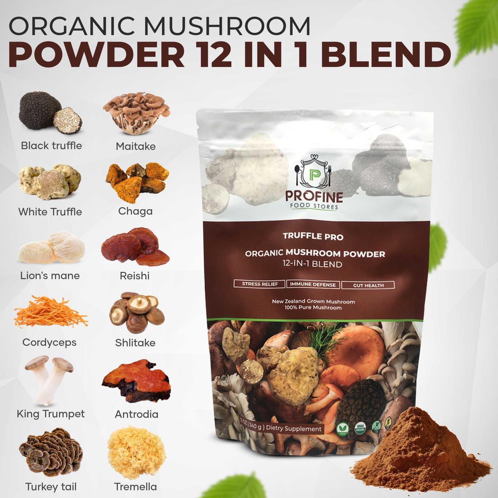 Truffle PRO Mushroom Powder Mix 12- in - 1 Super Blend 340 gr Pack - Image 6